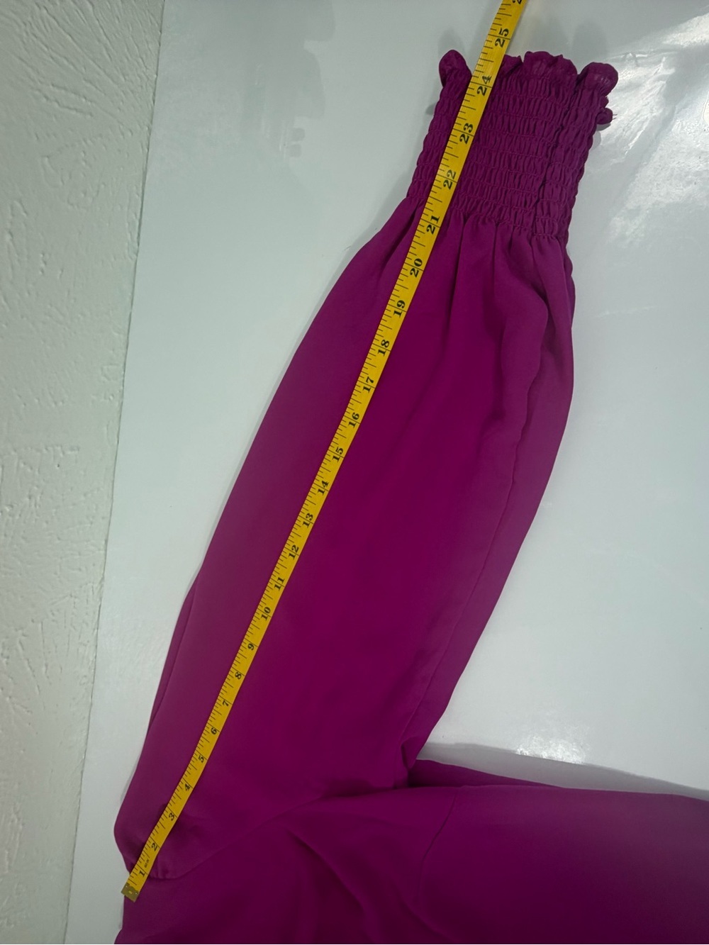 Chaus Women’s Large Fuchsia V-Neck Long Sleeve Blouse Smocked Cuffs - Picture 7 of 9